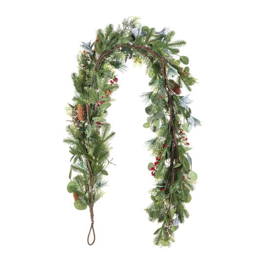 Glitzhome® 6ft. Christmas Berry & Pinecone Eucalyptus Garland